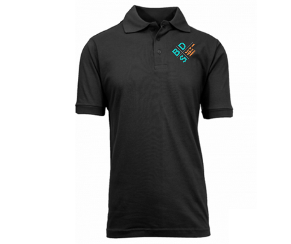 Youth Black Short Sleeve Uniform Polo- BDS