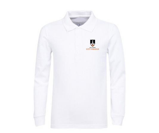Adult White Long Sleeve Polo- City