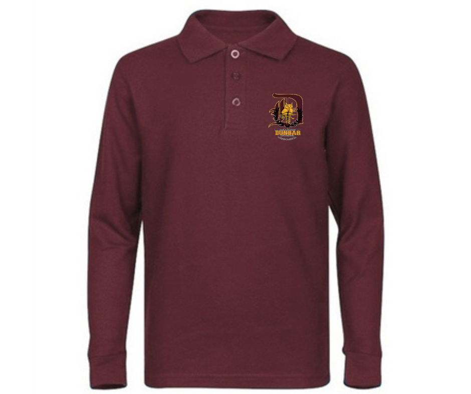 Adult Burgundy Long Sleeve Polo- Dunbar