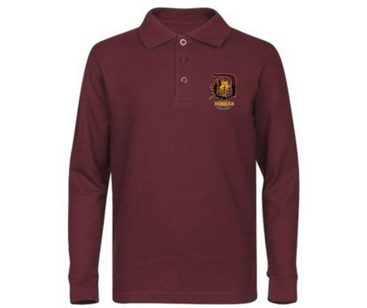 Men Burgundy Long Sleeve Polo- Dunbar