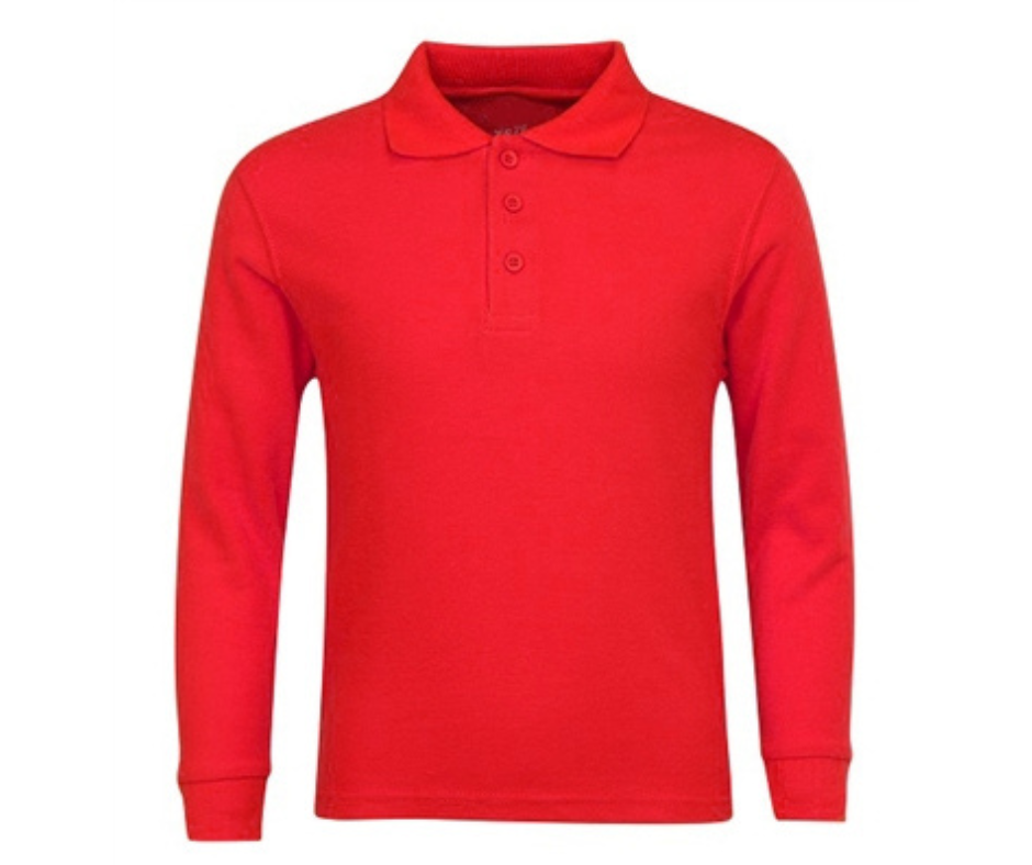 Youth Red Long Sleeve Polo- Park Heights