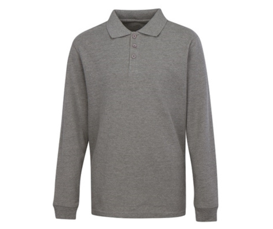 Youth Grey Long Sleeve Polo- Park Heights