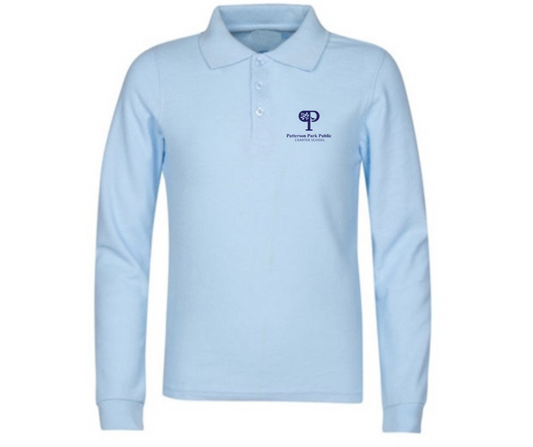 Youth Powder Blue Long Sleeve Polo- Patterson Park