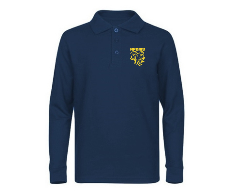 Youth Navy Long Sleeve Polo- Roland Park