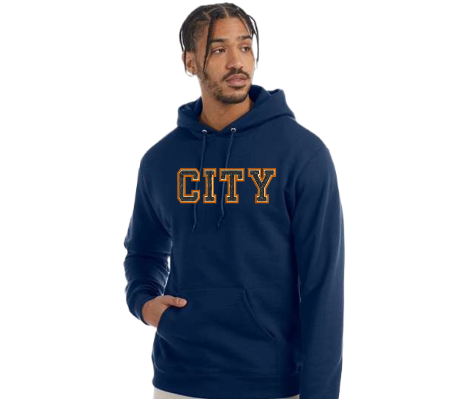 Adult Navy Embroidered Hoodie- City