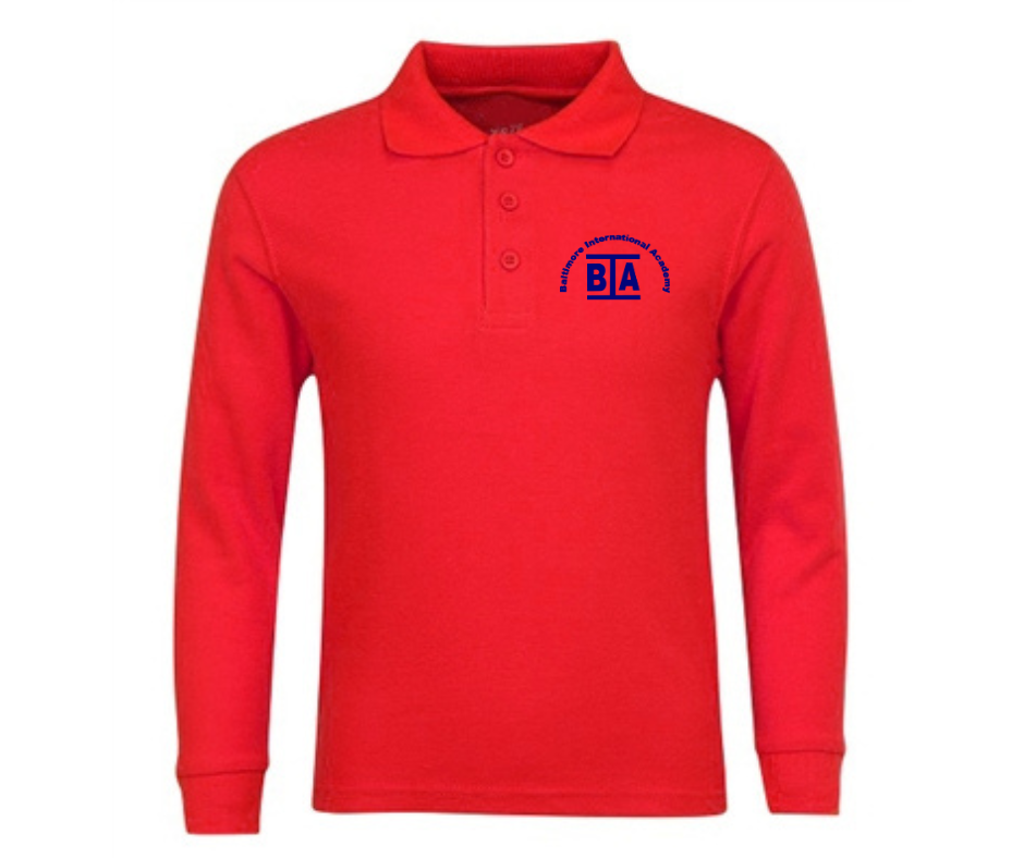 Red Long Sleeve Polo- BIA East