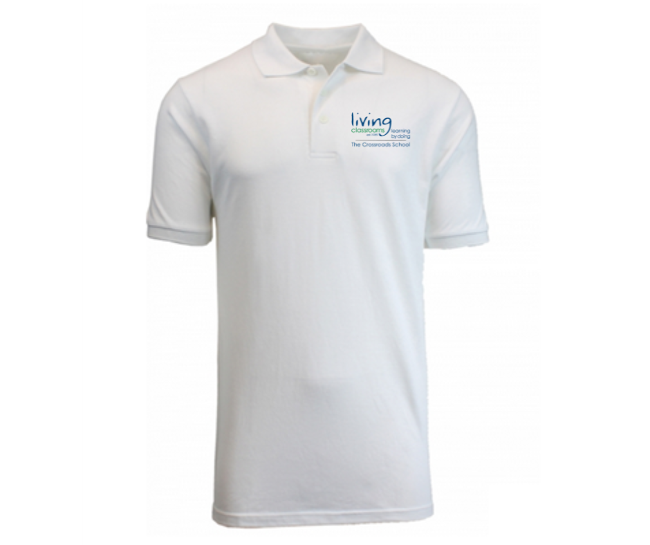 Youth White Short Sleeve Polo- Crossroads