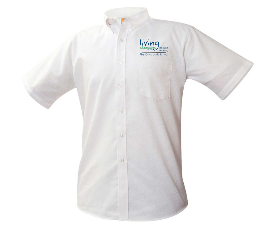 Boys Short Sleeve White Oxford Shirt (Youth)- Crossroads