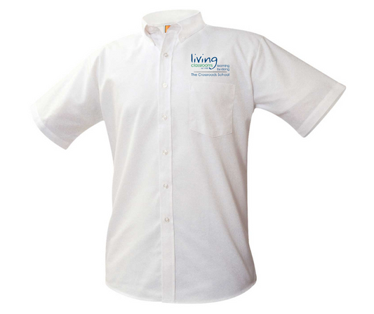 Boys Short Sleeve White Oxford Shirt (Youth)- Crossroads