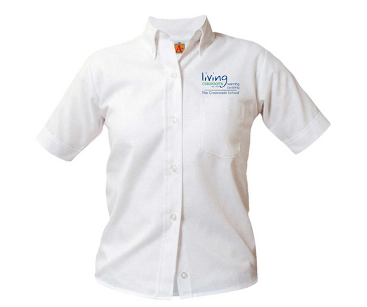 Girls Short Sleeve White Oxford Shirt (Youth)- Crossroads