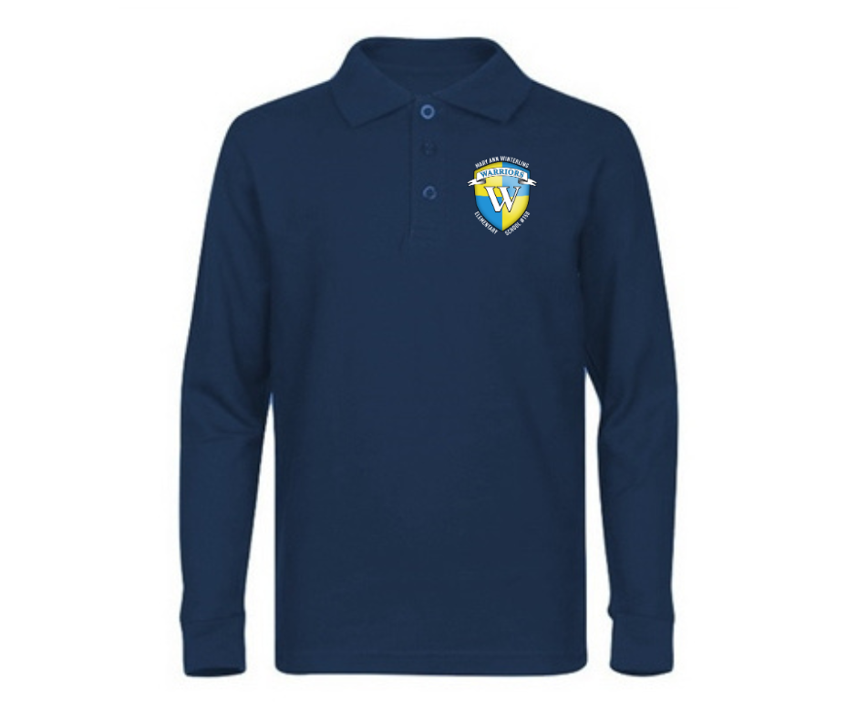 Navy Long Sleeve Polo- MAW