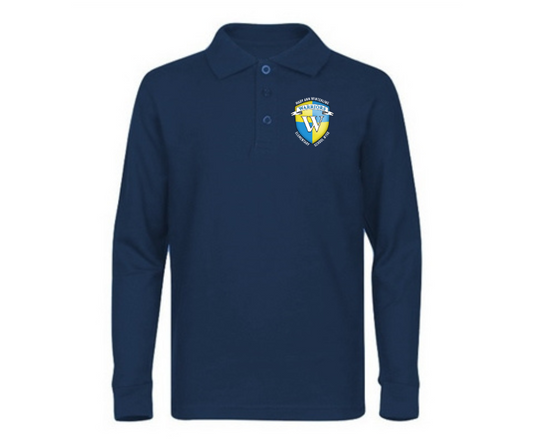 Navy Long Sleeve Polo- MAW