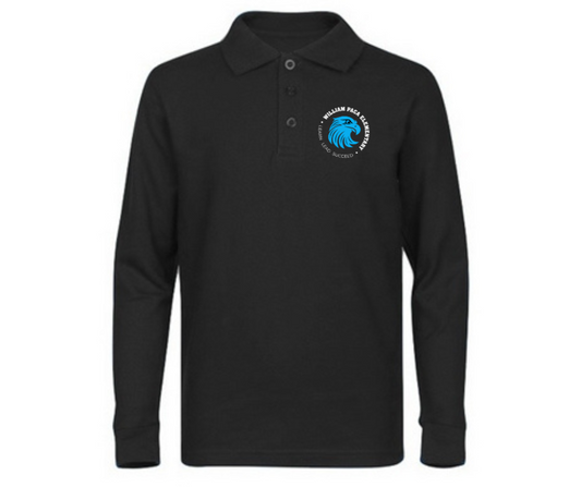 Youth Black Long Sleeve Polo- William Paca