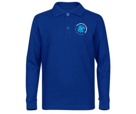 Youth Sapphire Long Sleeve Polo- William Paca