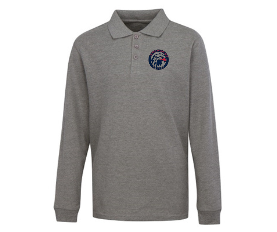 Youth Grey Long Sleeve Polo- James McHenry