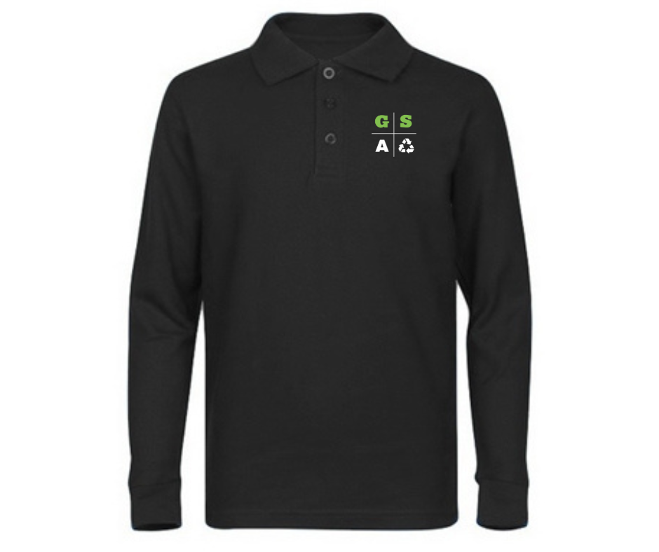 Youth Black Long Sleeve Polo- Green Street