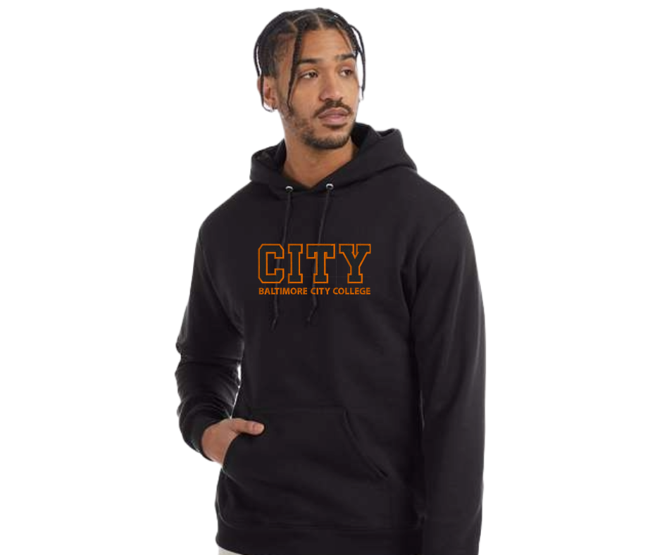 Adult Black Embroidered Hoodie- City