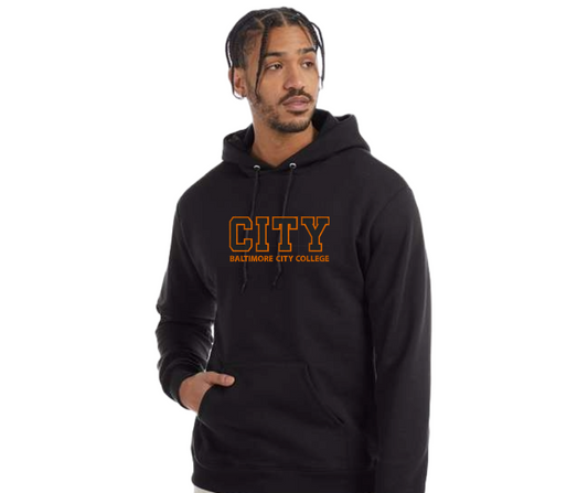 Adult Black Embroidered Hoodie- City