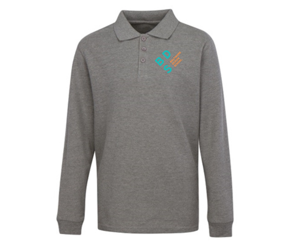 Youth Grey Long Sleeve Polo- BDS