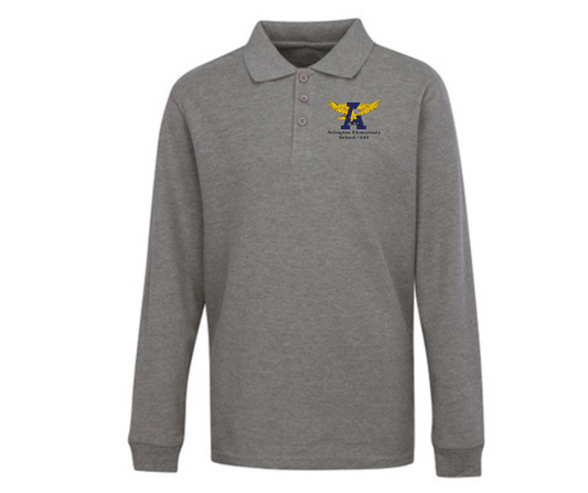 Youth Grey Long Sleeve Polo- Arlington