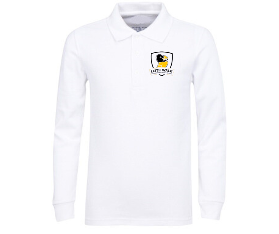 Youth White Long Sleeve Polo- Leith Walk