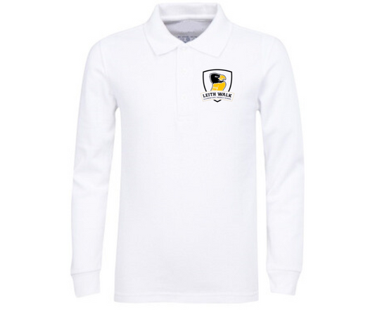 Youth White Long Sleeve Polo- Leith Walk