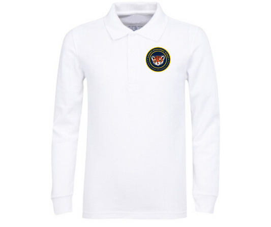 Youth White Long Sleeve Polo- Arundel