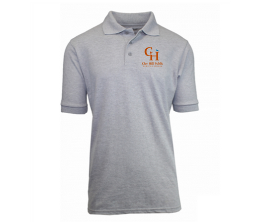 Youth Grey Short Sleeve Polo- Clay Hill