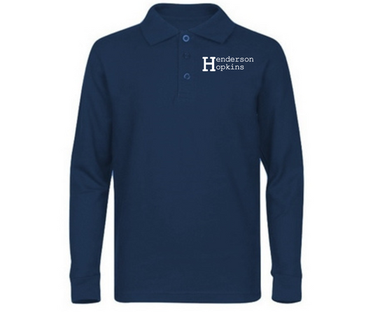 Youth Navy Long Sleeve Polo- Henderson-Hopkins