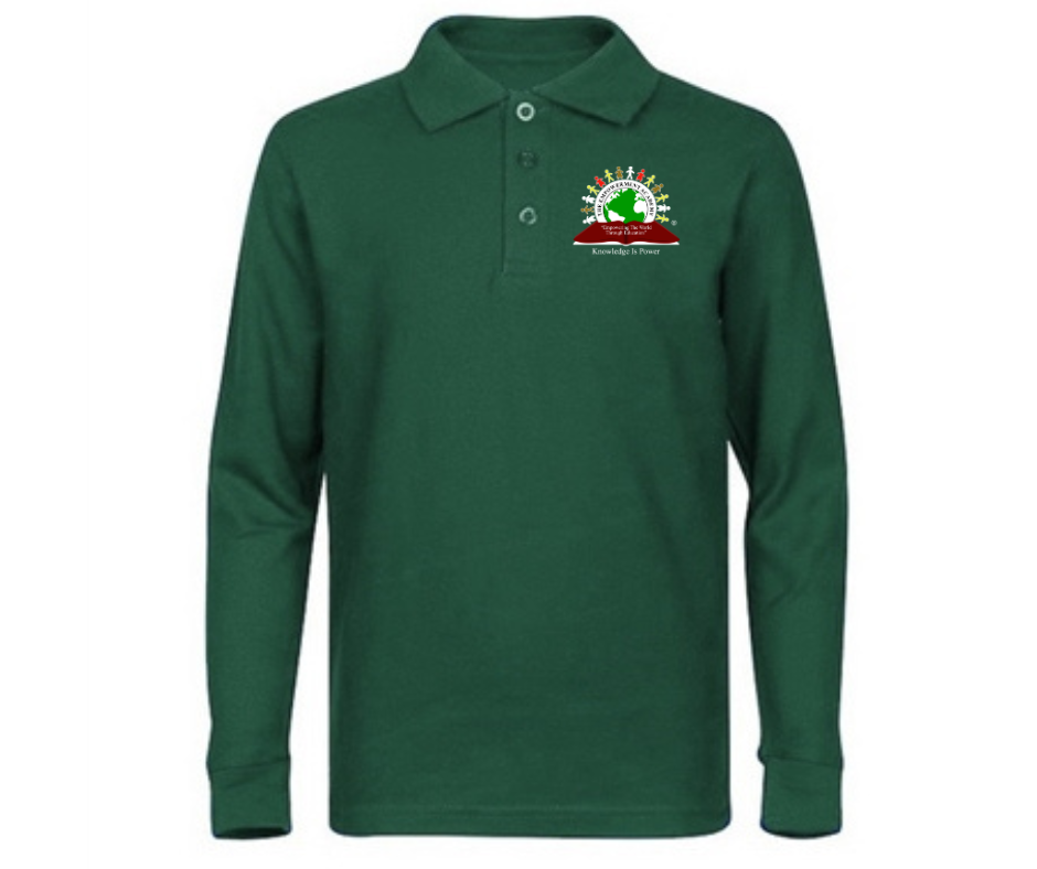 Youth Green Long Sleeve Polo- Empowerment Academy