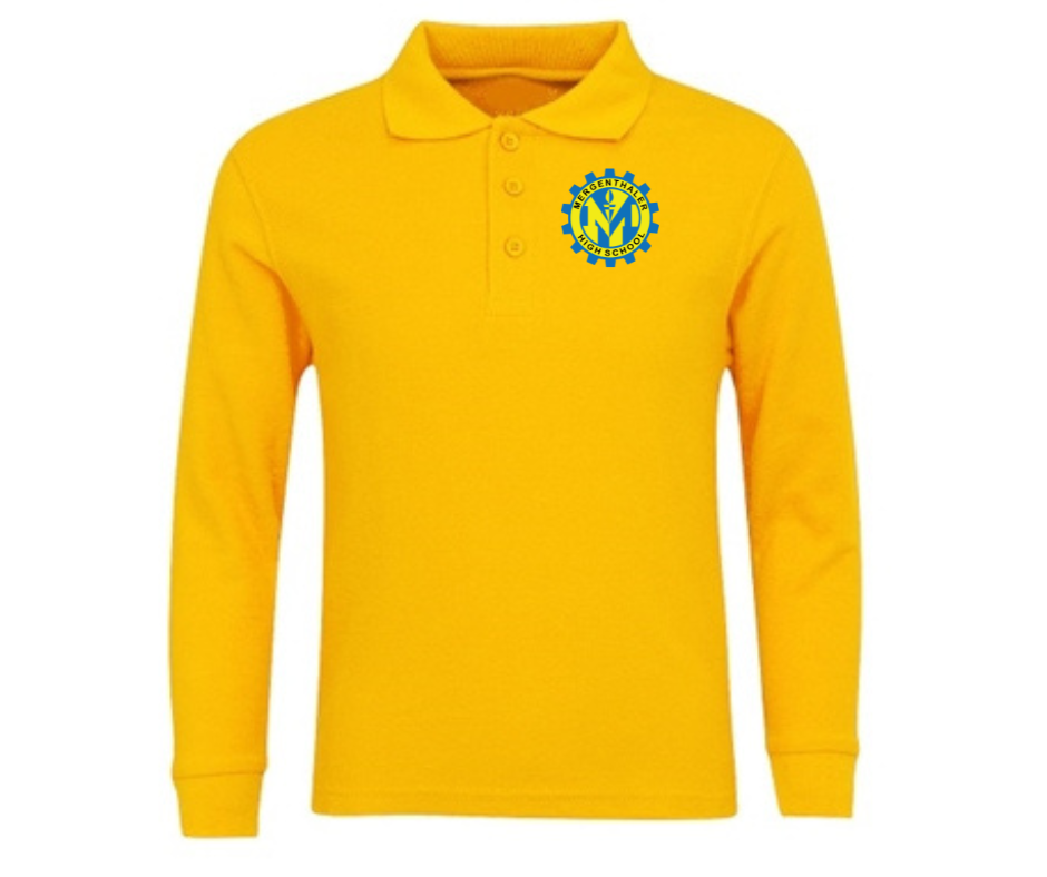 Adult Gold Long Sleeve Polo- Mergenthaler HS