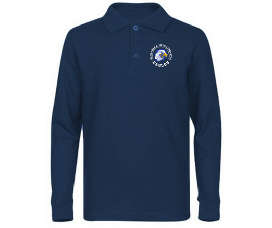 Youth Navy Long Sleeve Polo- Dr. Nathan Pitts