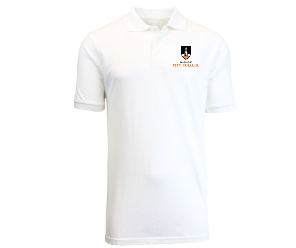 Adult White Short Sleeve Polo- City