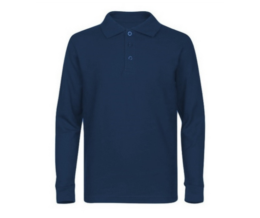 Navy Long Sleeve Polo- PREP