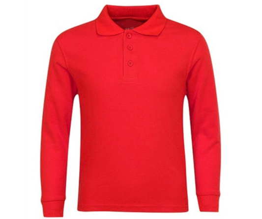 Red Uniform Long Sleeve Polo- Jefferson
