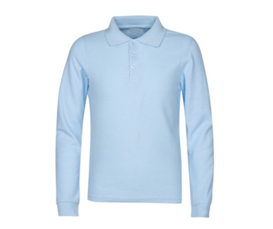 Light Blue Uniform Long Sleeve Polo- Gardenville