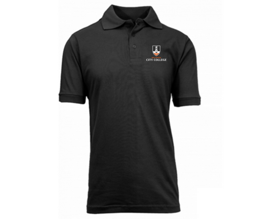 Adult Black Short Sleeve Polo- City