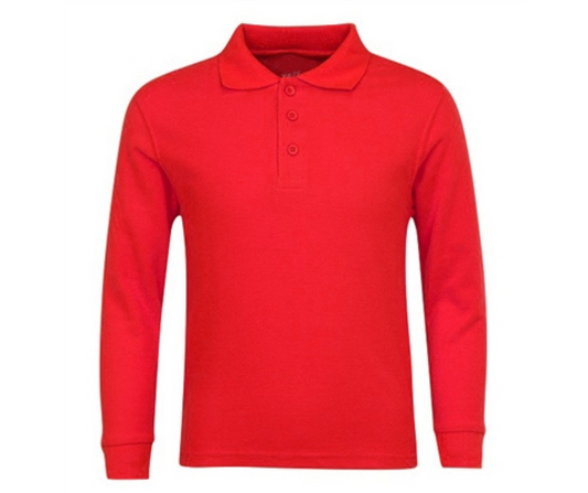 Red Uniform Long Sleeve Polo- Carter