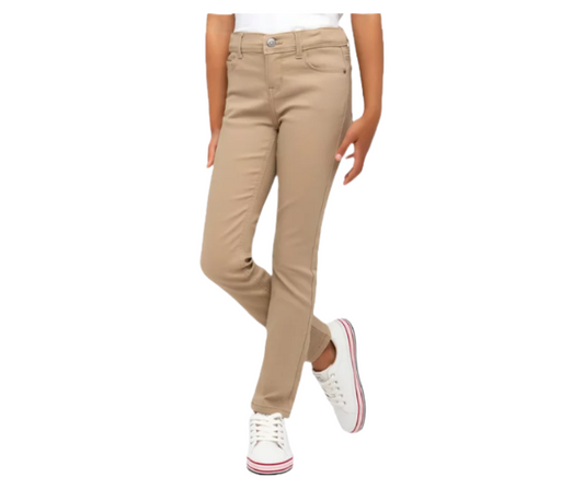 Girls Khaki Uniform Super Stretch Skinny Pants- Carter