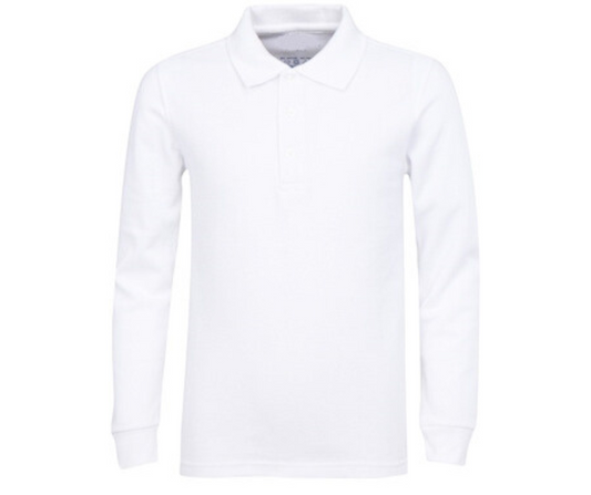 White Uniform Long Sleeve Polo- Coleman