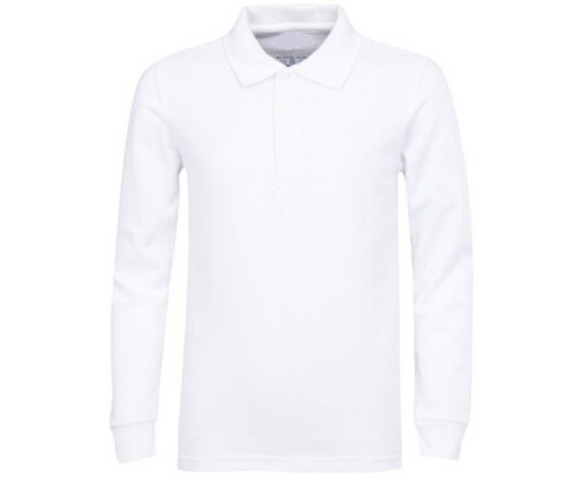 White Uniform Long Sleeve Polo- Park Heights