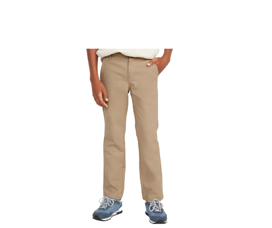 Boys Khaki Uniform Flat Front Pants- Roland Park
