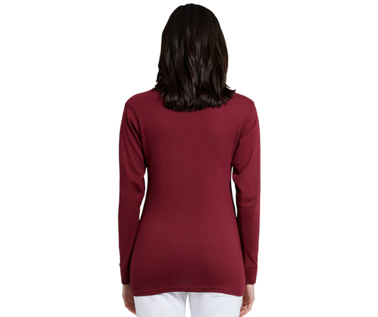Burgundy City College Heavyweight Long Sleeve Chain Stitched Tee