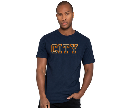 Navy City College Heavyweight Chain Stitched Tee