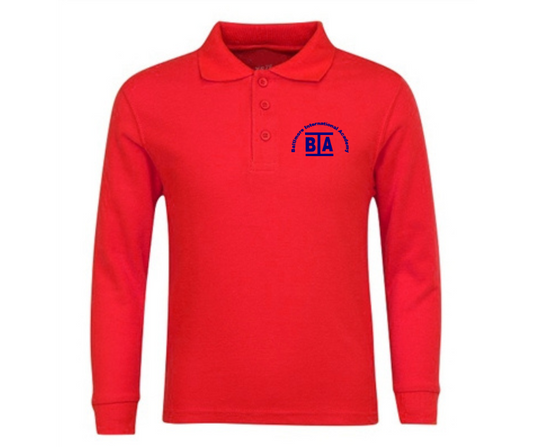 Red Long Sleeve Polo- BIA East