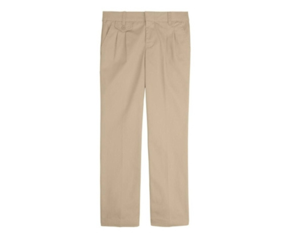 Girls Khaki Flat Front Pants- Dunbar