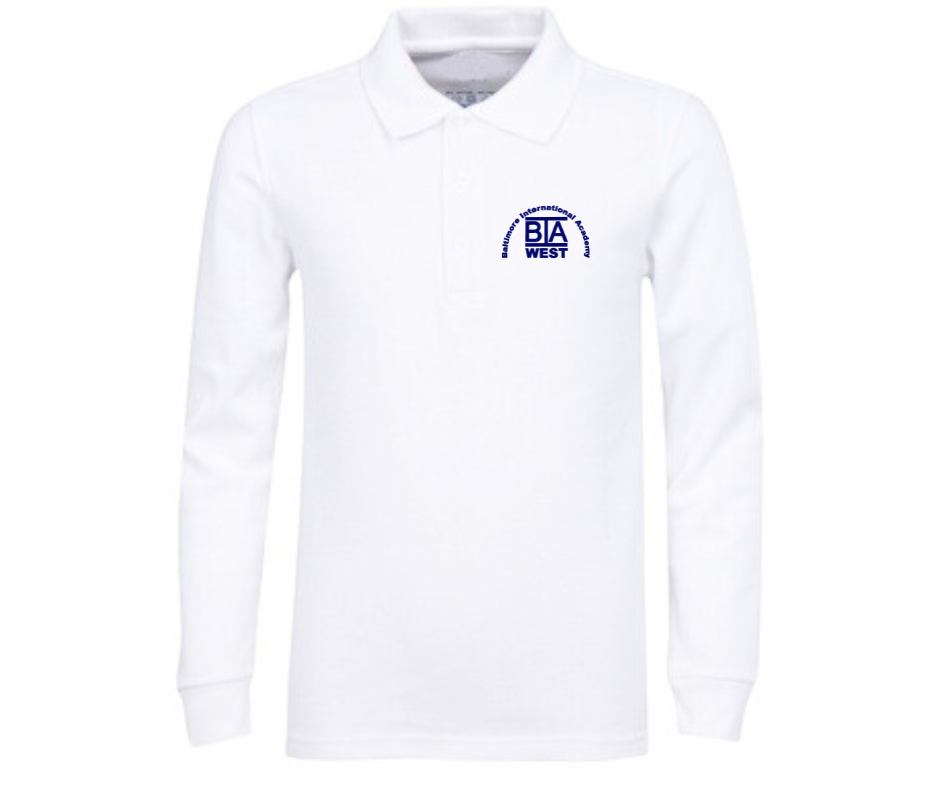 White Long Sleeve Polo- BIA West