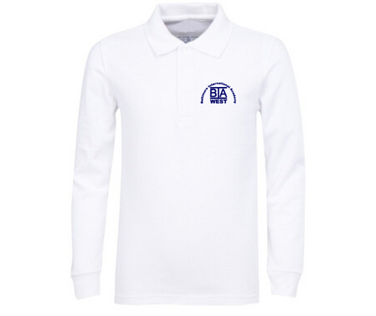 White Long Sleeve Polo- BIA West