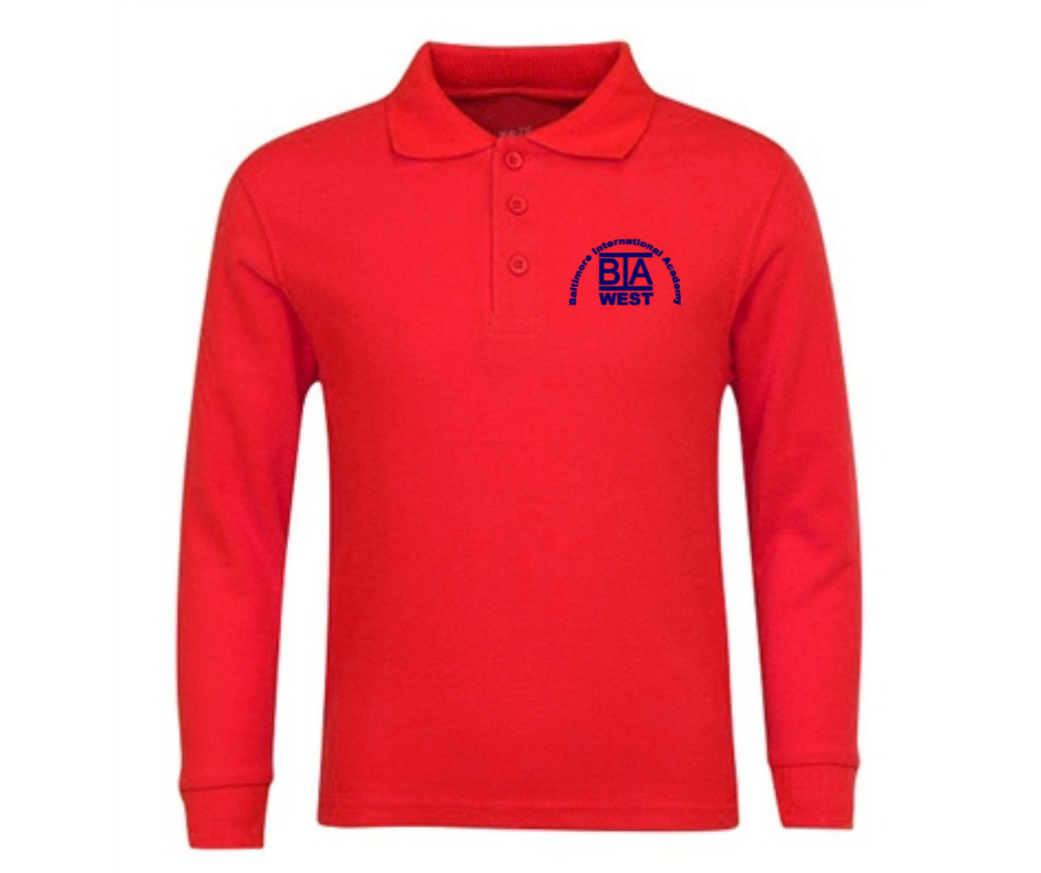 Red Long Sleeve Polo- BIA West