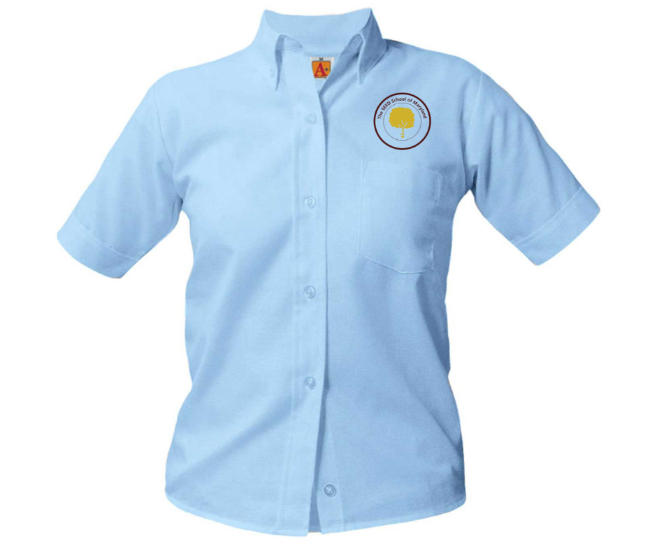 Ladies Short Sleeve Blue Oxford Shirt (Adult)- SEED School of MD